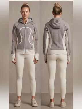 - Lululemon scuba jacket cream  and taupe color. Size 4